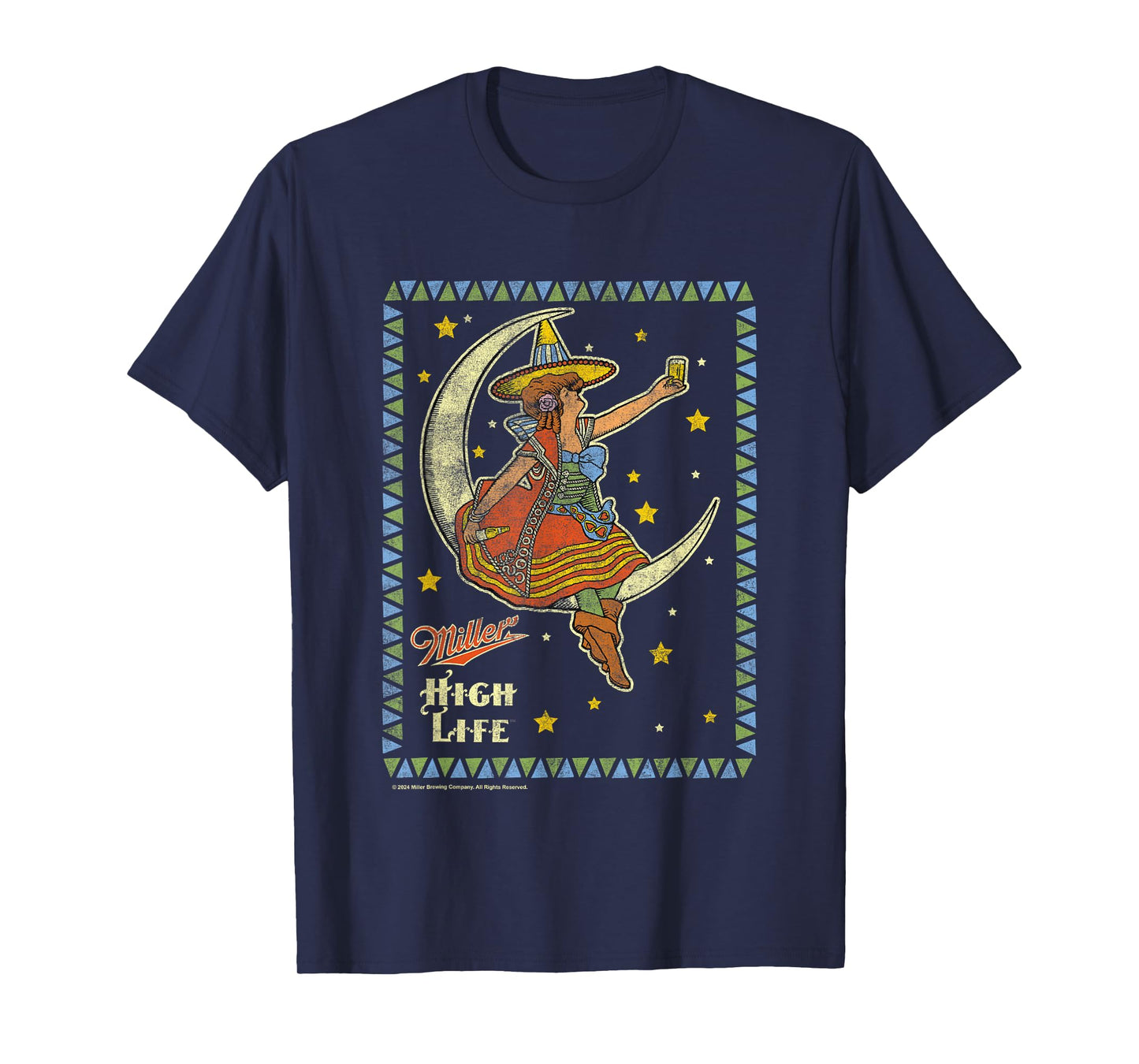 Miller High Life Girl On The Moon Vintage Stamp T-Shirt