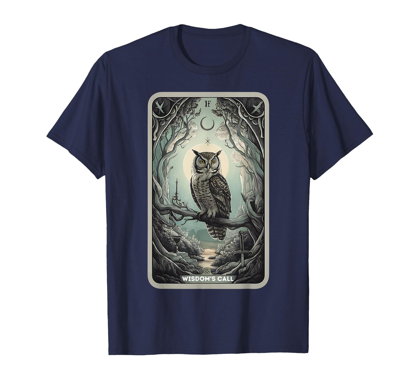 Tarot Card "Wisdom Call" Owls Lover Mystical Owl Tarot Card T-Shirt