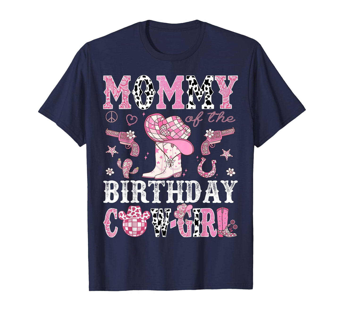 Mommy Of The Birthday Cow-Girl Pink Disco Rodeo Western T-Shirt