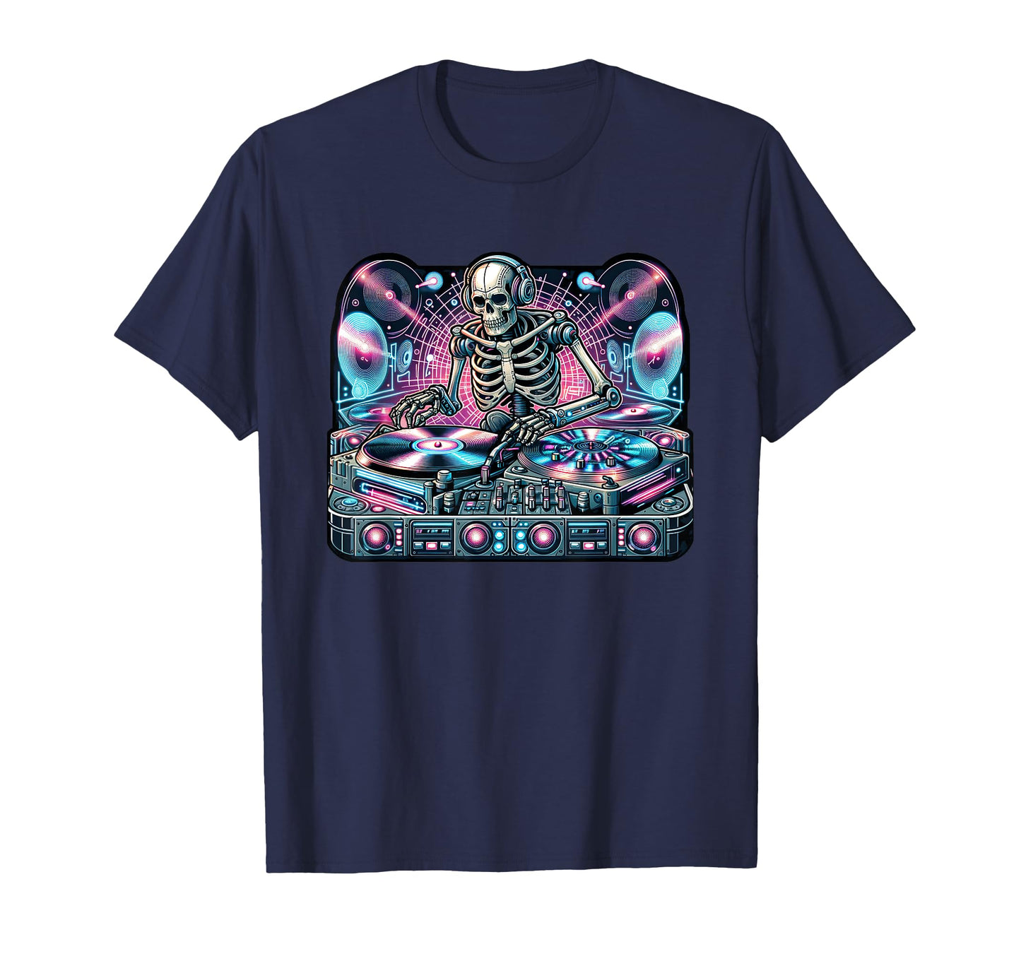 Cyberpunk Music DJ Robotic Skeleton Streetwear Spin Master T-Shirt