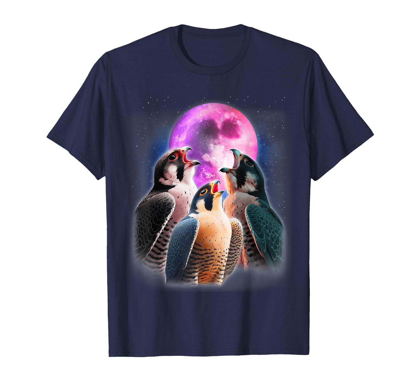 3 Peregrine Falcon Howling At The Moon Funny Hawk Bird Lover T-Shirt