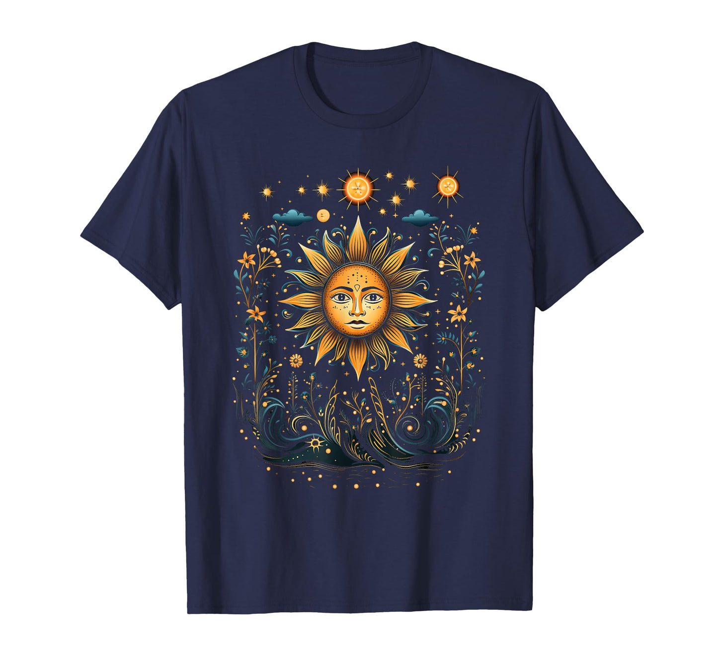 mystic sun and moon woman mystical flowers aesthetic T-Shirt