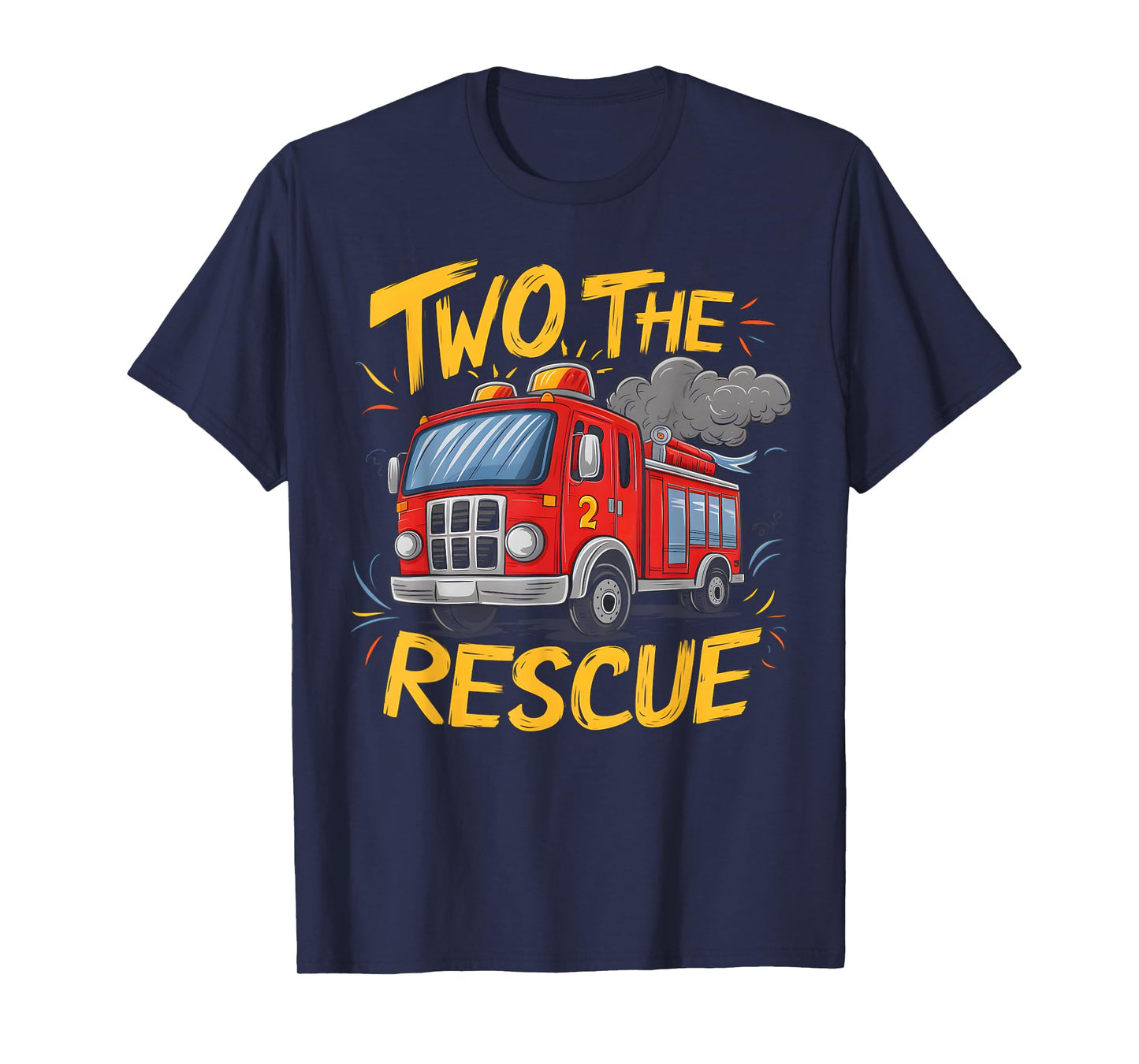 Two The Rescue Firetruck 2 Yr old boy 2nd Birthday Party T-Shirt