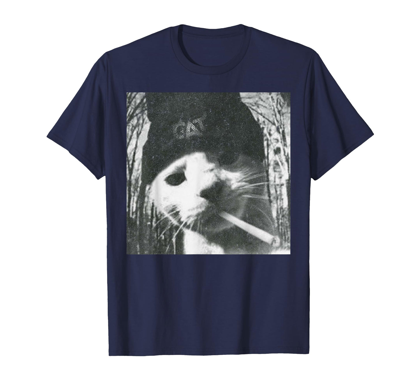 Smoking Cat Beanie Meme Grunge Aesthetic Funny T-Shirt