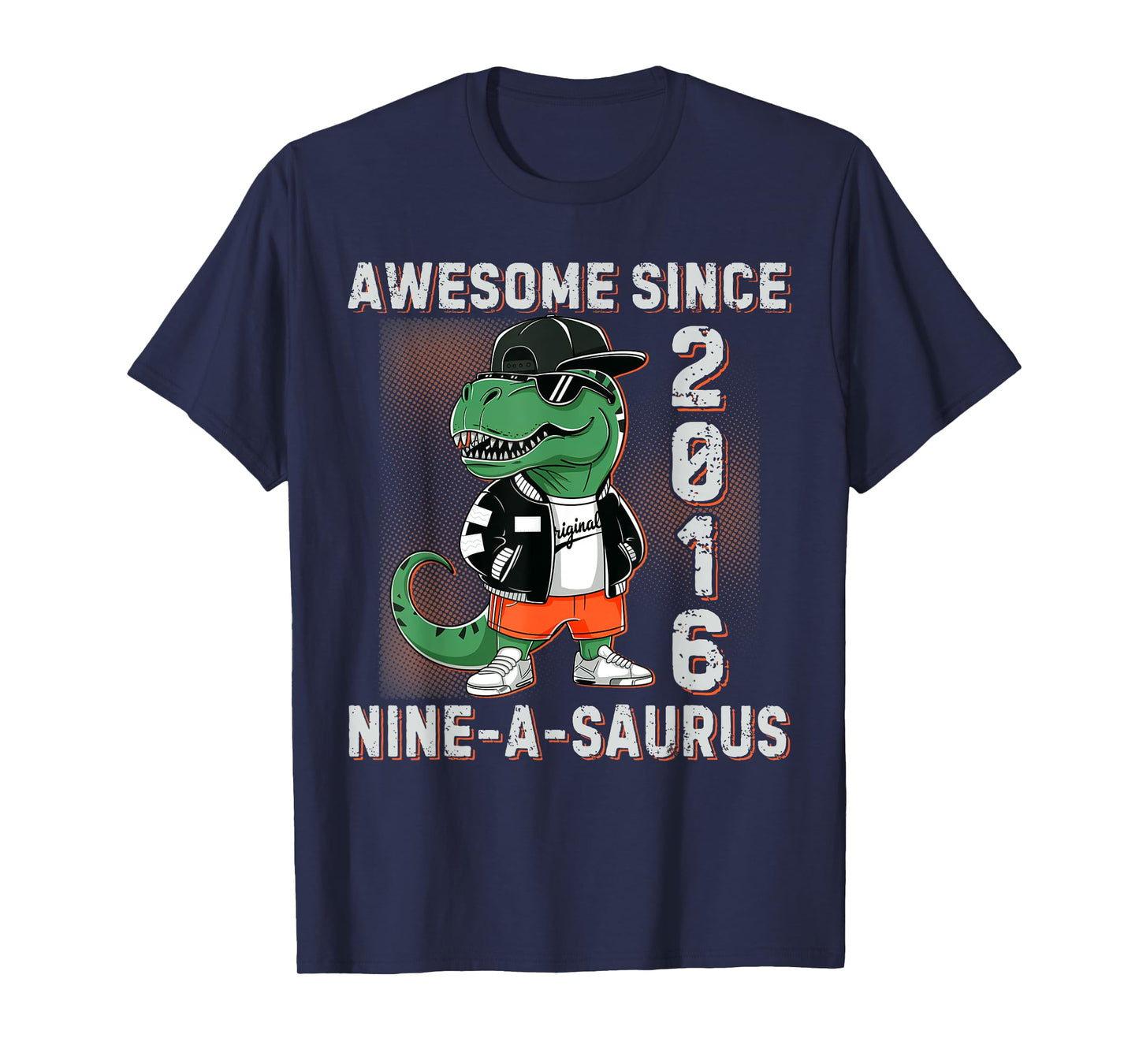 Dinosaur 9th Birthday 9 Year Old Trex A Saurus Boy Girl Kids T-Shirt