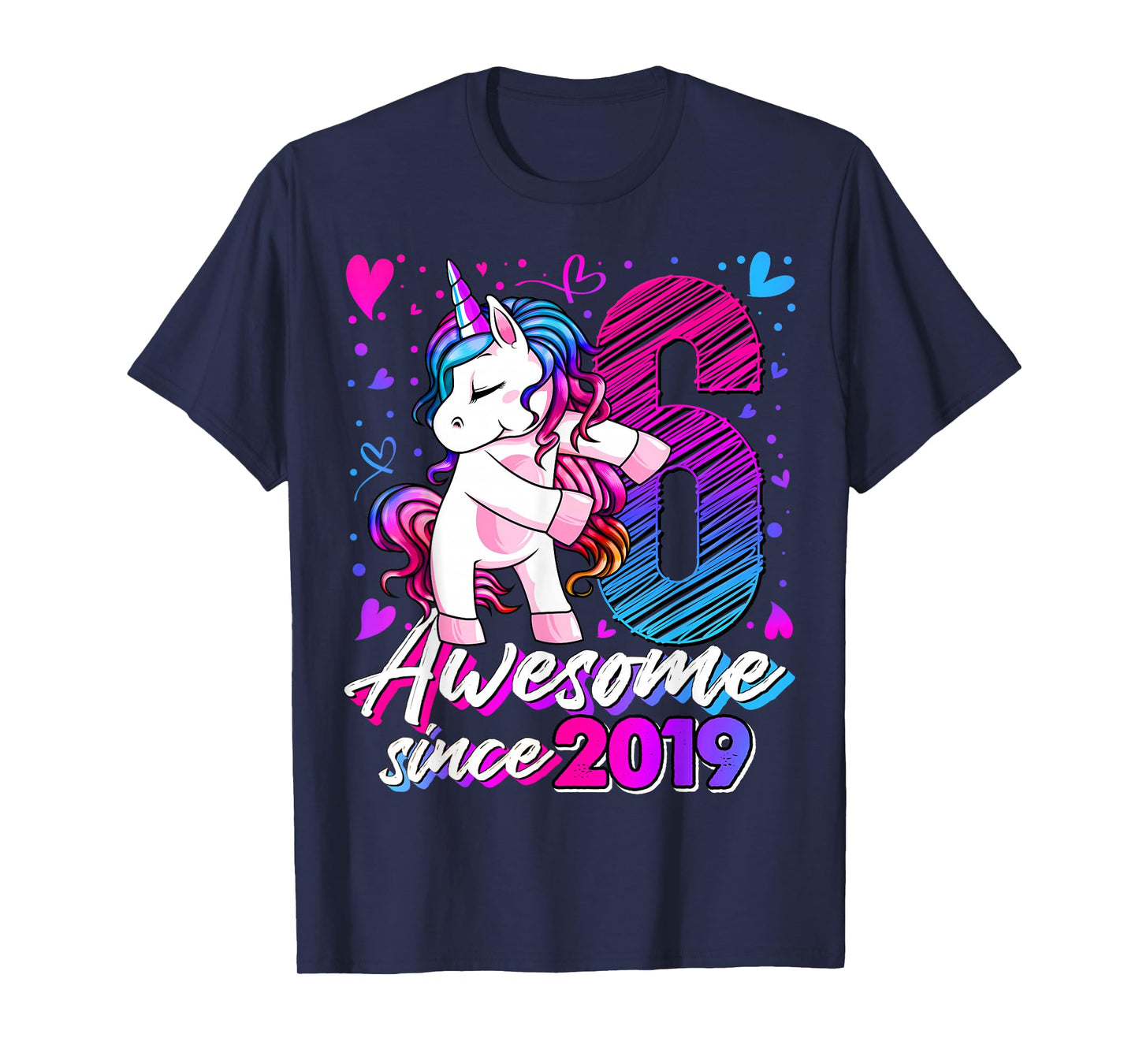 6 Year Old Unicorn Gifts For Girls 6th Birthday Girl Party T-Shirt