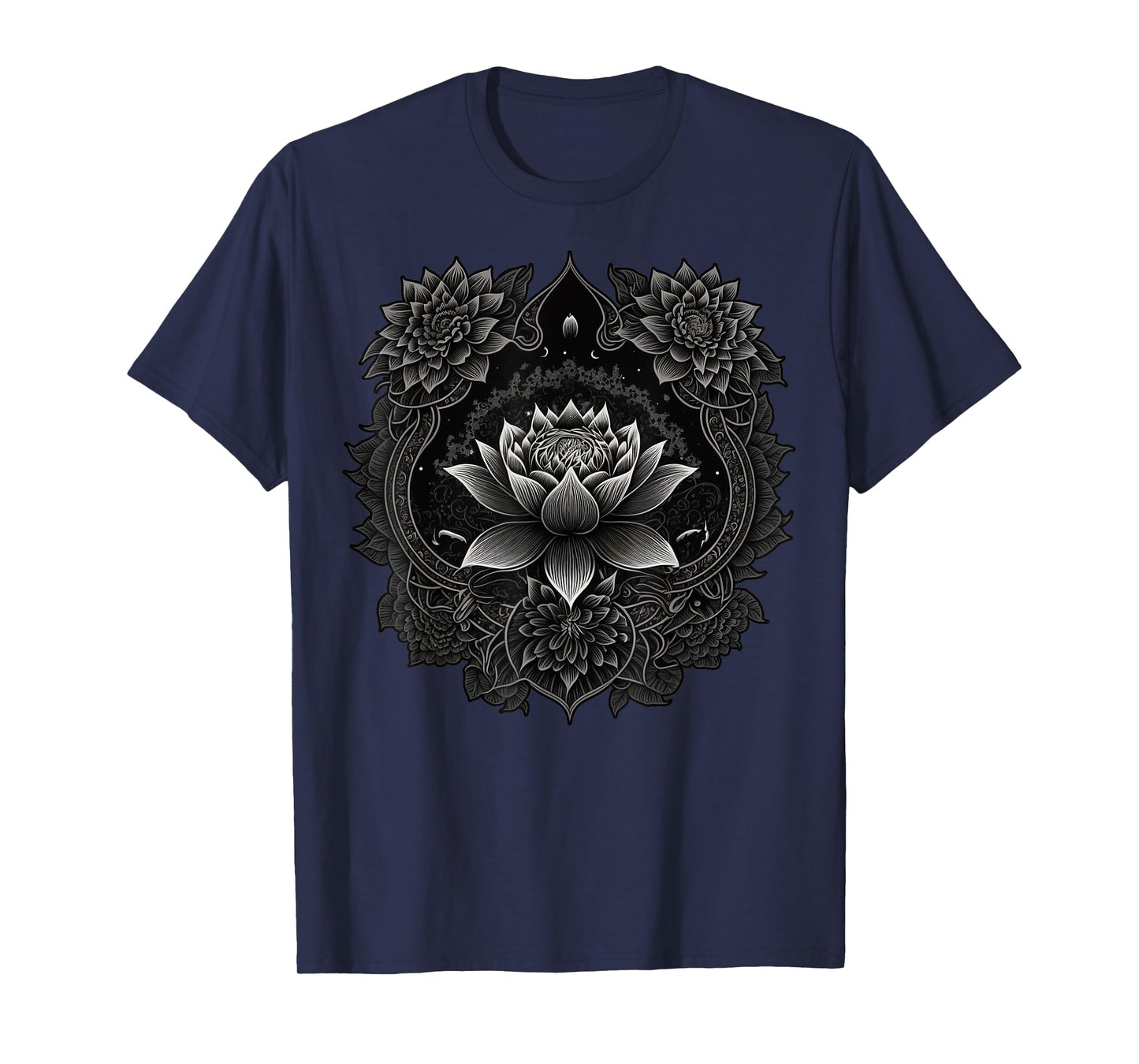 Spiritual Zen Lotus Flower on Mandala Lotus Flower T-Shirt