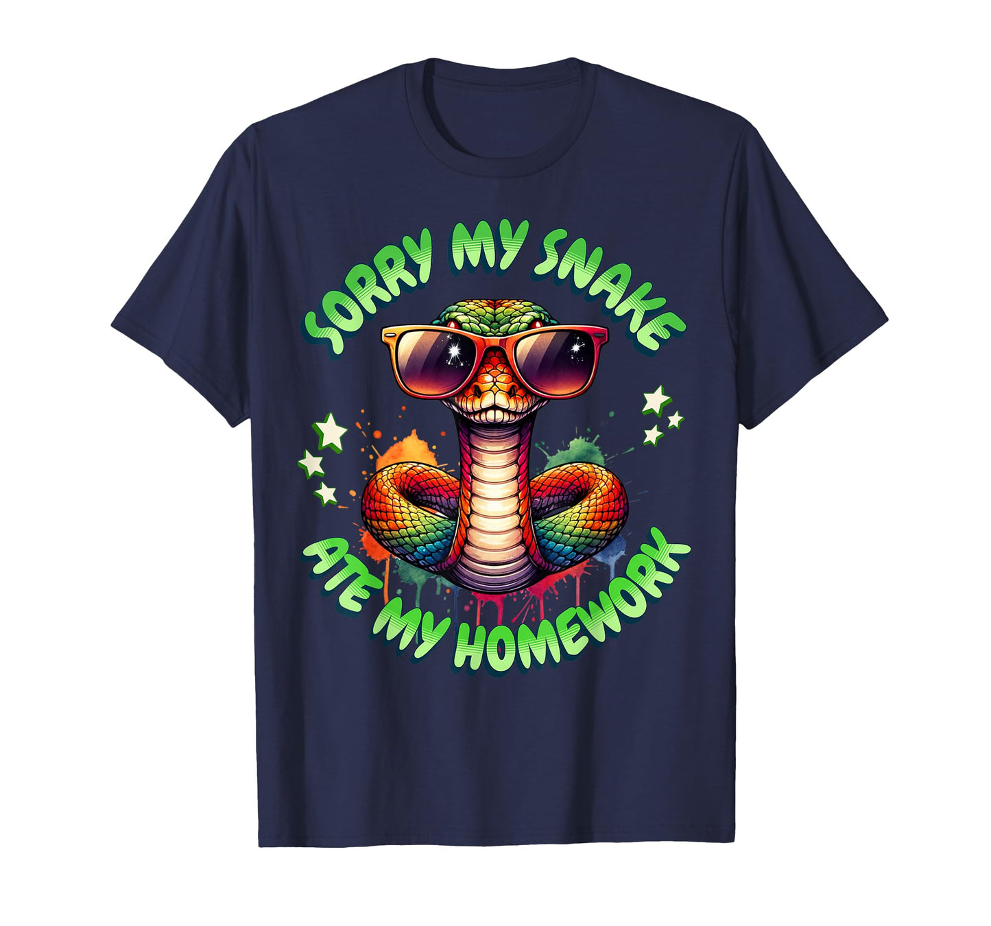 Snake Pun Sorry My Snake Ate My Homework Animal Humor Kids T-Shirt
