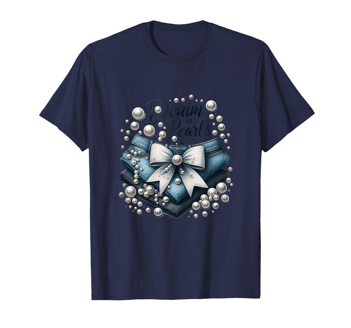 Pearls & Denim 2025 Outfit for Stylish Women T-Shirt