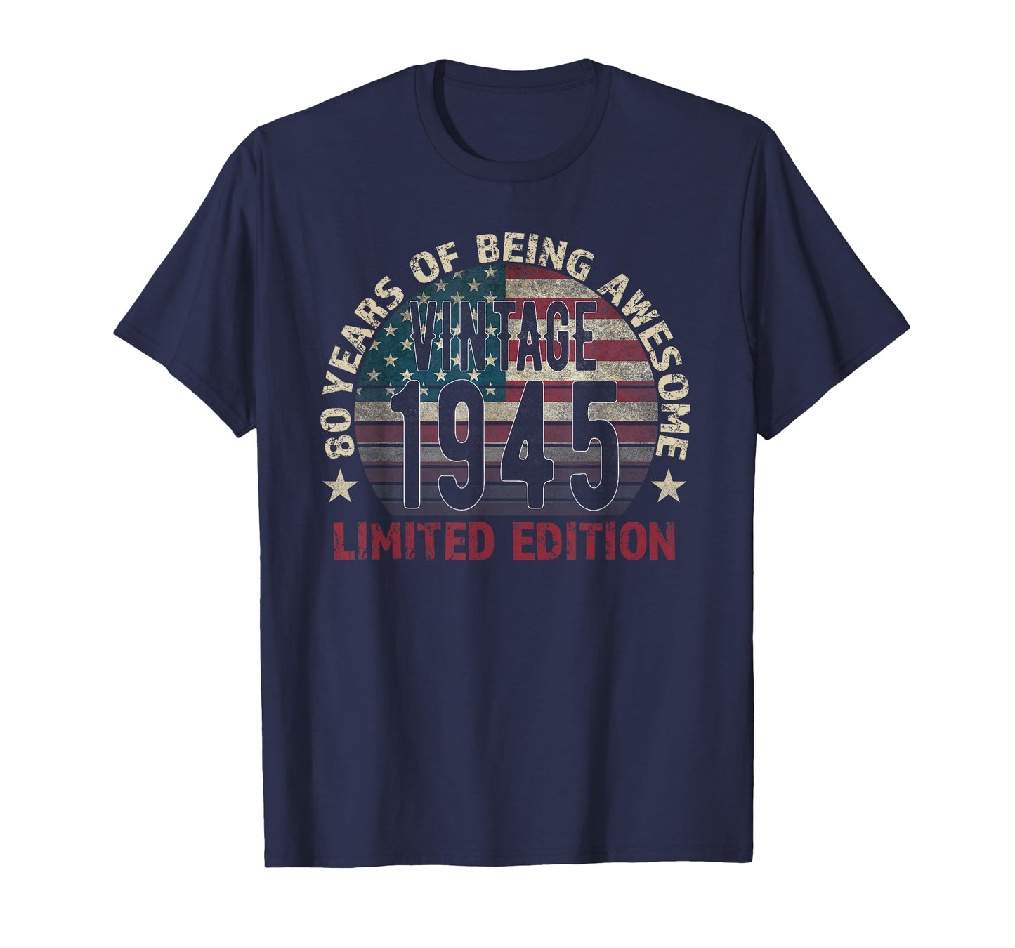 80th Birthday Gift men Vintage born 1945 turning 80 Year Old T-Shirt