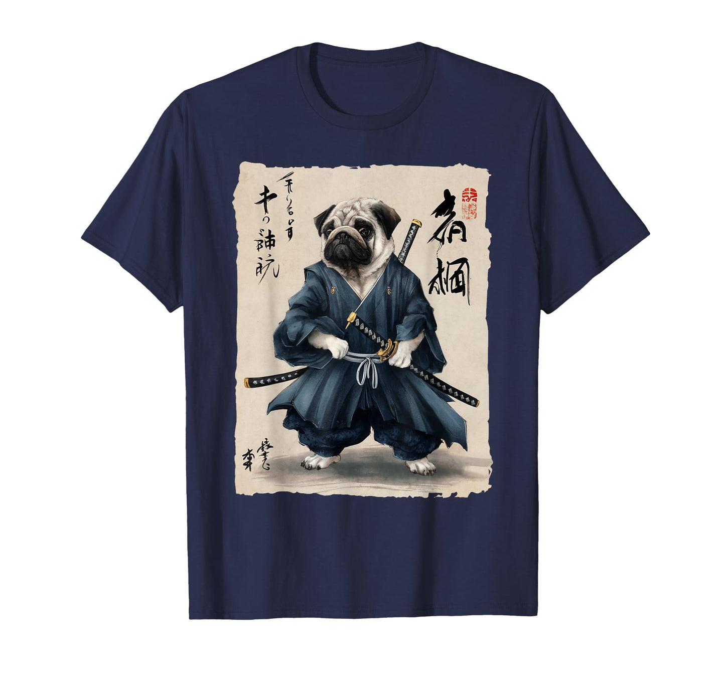 Samurai Pug Japanese Anime Dog Pug Lover Funny For Men Women T-Shirt