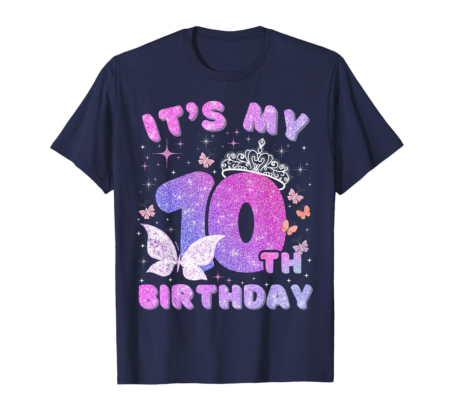 Kids 10 Years Princess Butterfly Its My 10th Birthday Girls T-Shirt