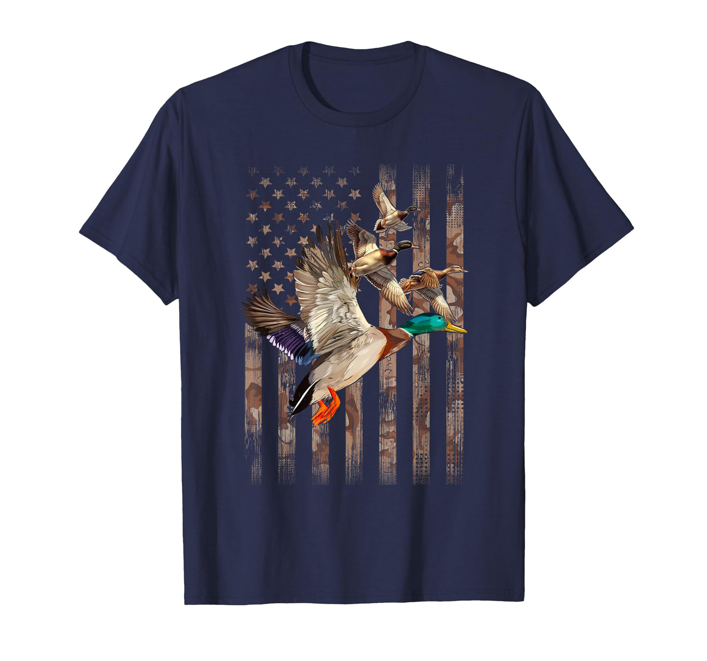 Duck Hunter American Flag Waterfowl Hunting Camouflage Men T-Shirt