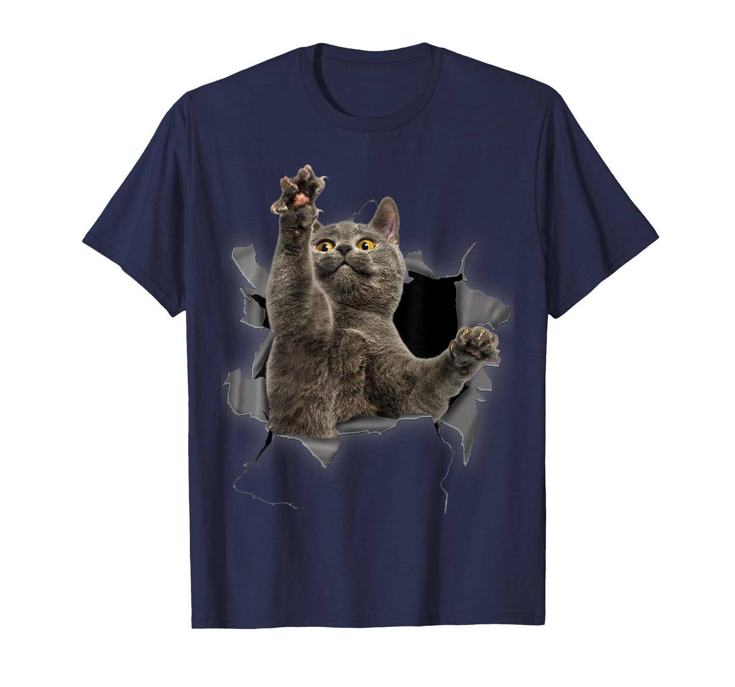 Grey Cat Torn Cloth Funny Gifts Cat Dad, Cat Mom, Cat Lover T-Shirt