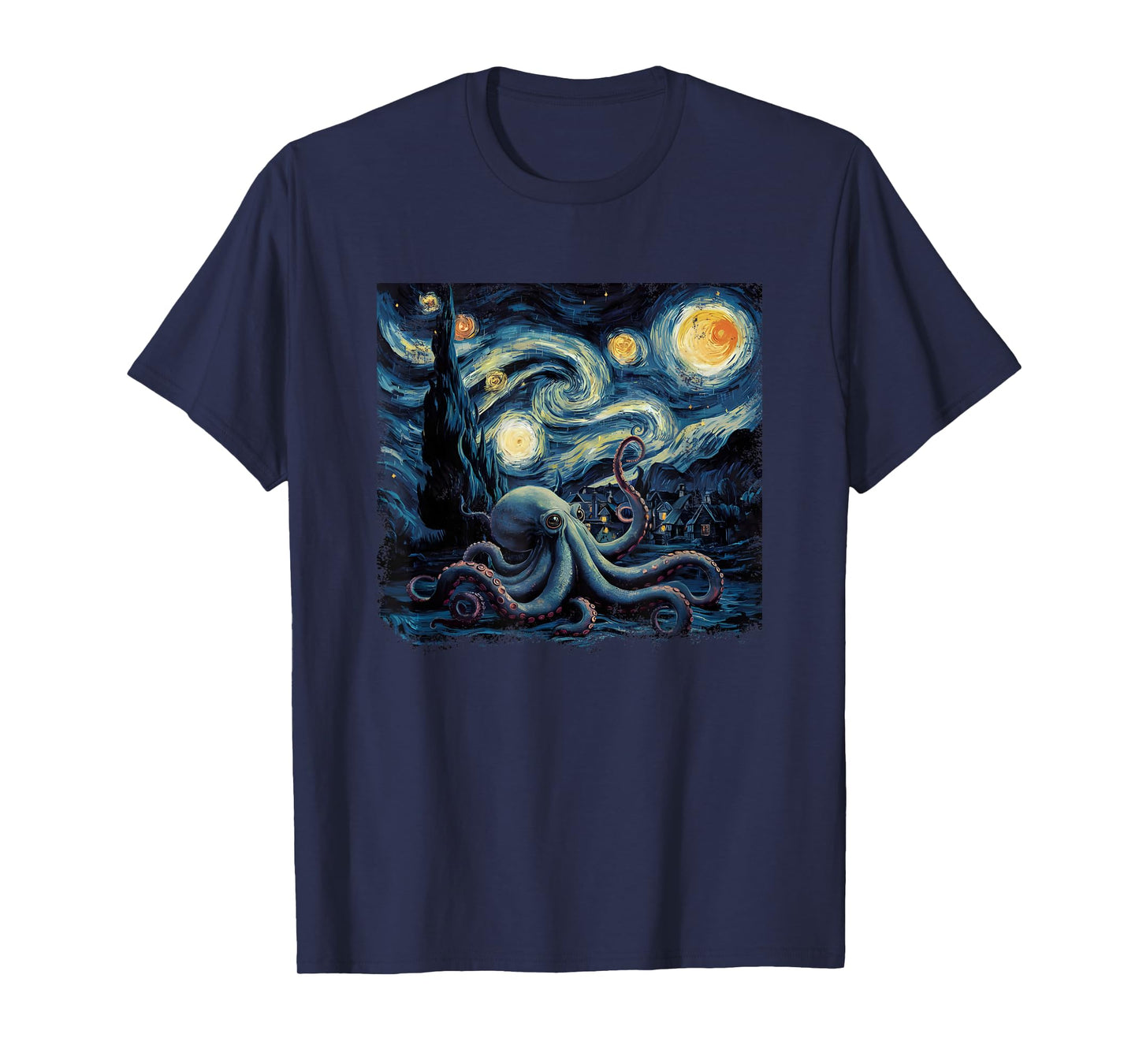 Starry Night Van Gogh Painting Octopus Lover T-Shirt