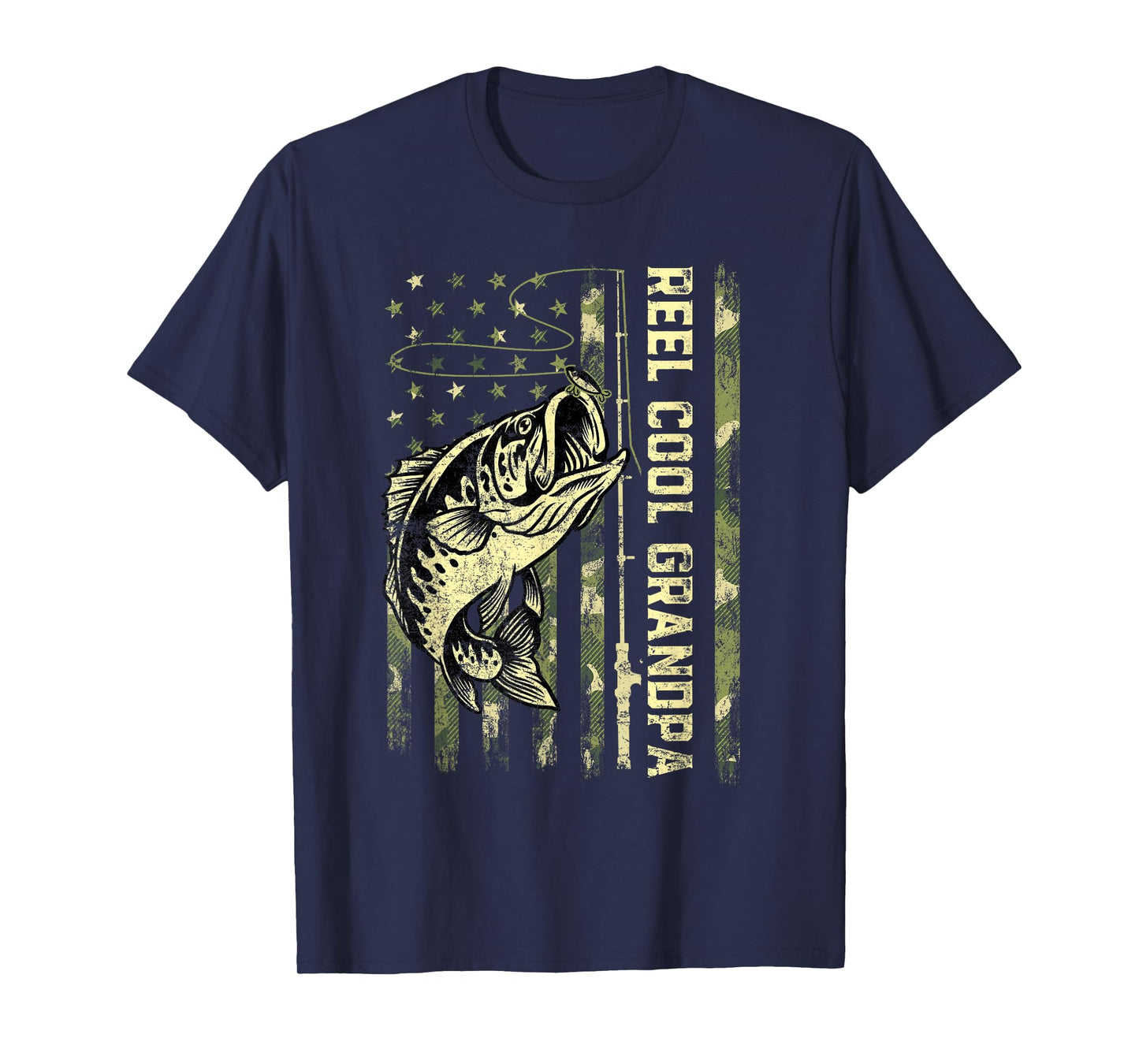 Reel Cool Grandpa Fisherman Camouflage Father's Day T-Shirt