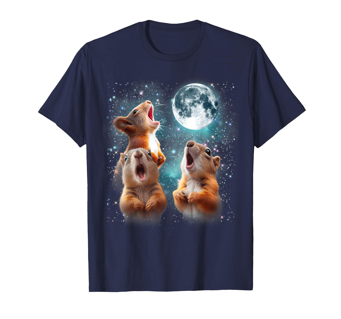 3 Squirrel Moon Howling Squirrel Head Funny For Men Women T-Shirt