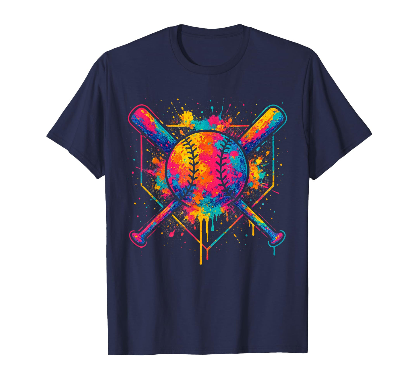 Colorful Splash Baseball Drip Bats and Ball for BoysYouth T-Shirt