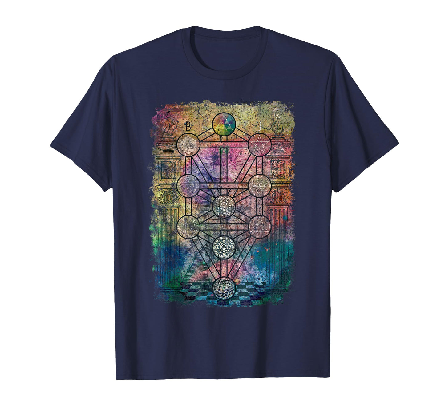 Tree Of Life Sacred Geometry Retro Vintage Graphic Print T-Shirt