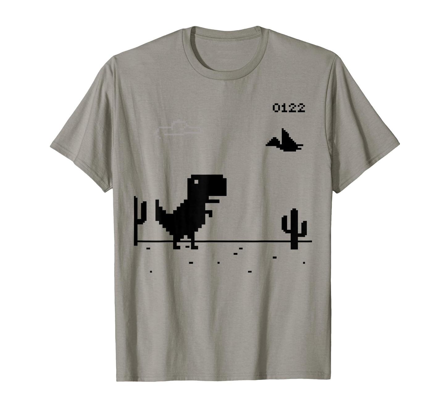 Dino T-Rex Dinosaur Pixel Game No Internet offline Funny Men T-Shirt