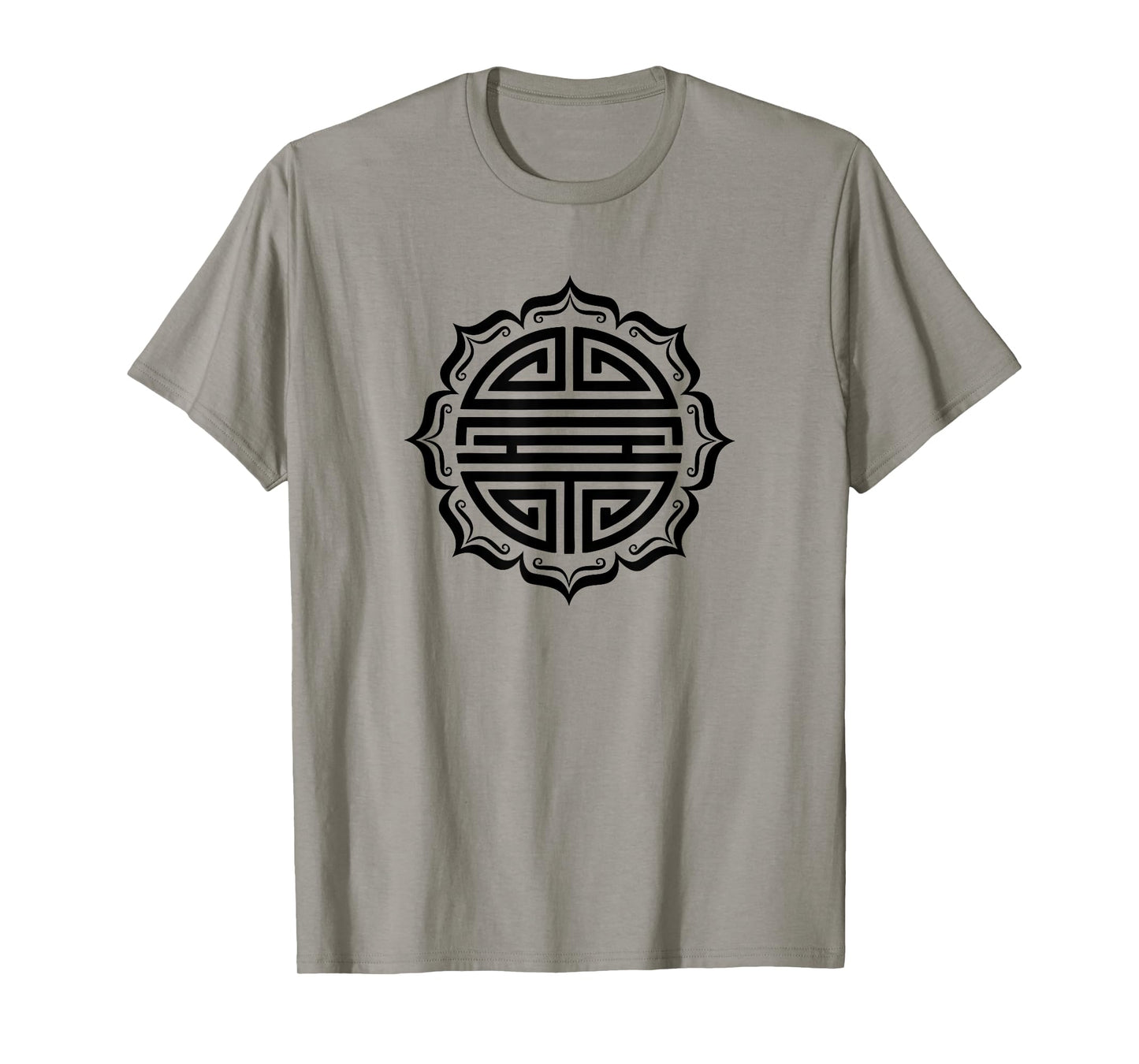 Shou lucky charm symbol Chinese long life lotus flower luck T-Shirt