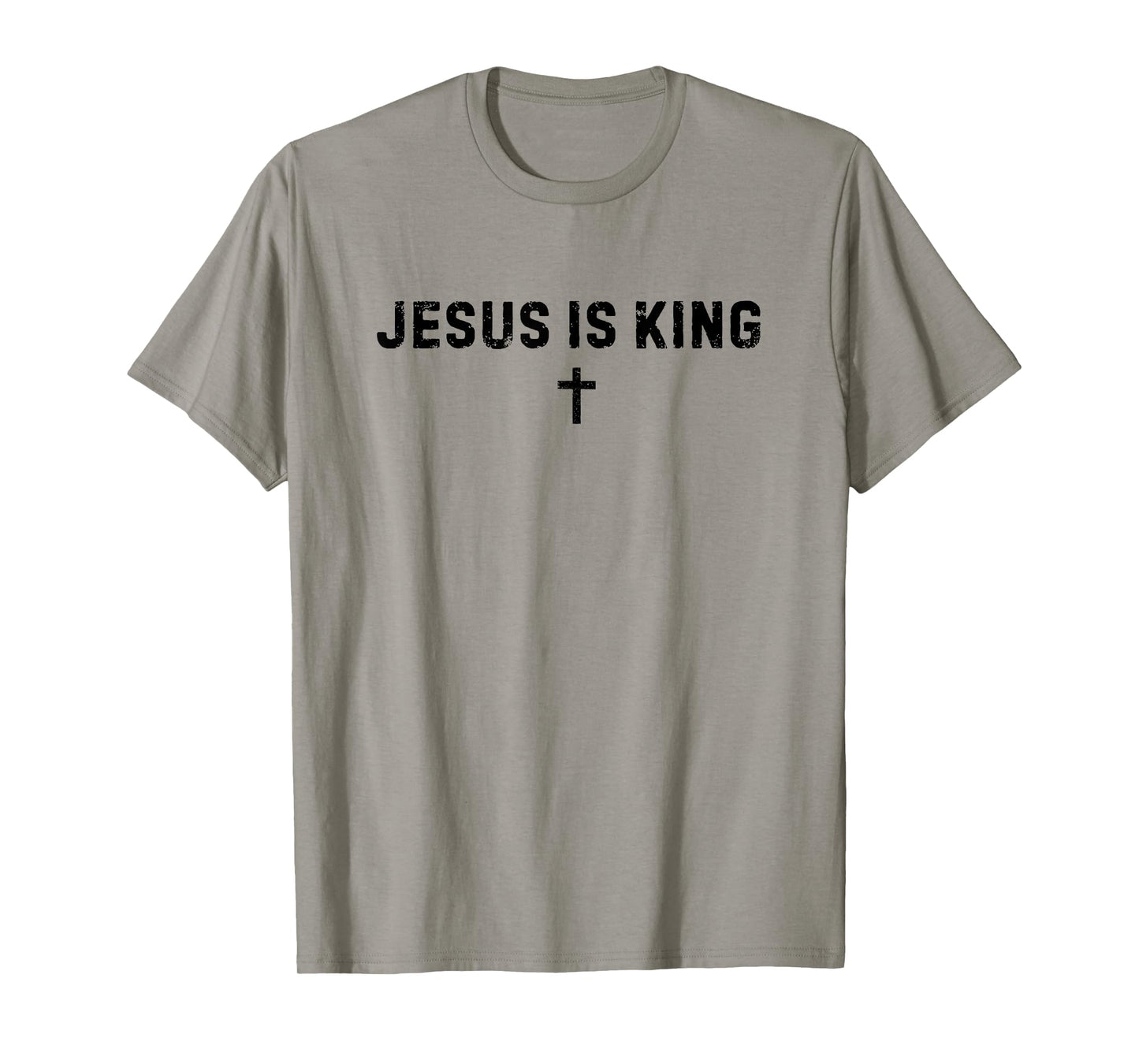 Jesus is King Christian Distressed Cross Crown of Thorns T-Shirt