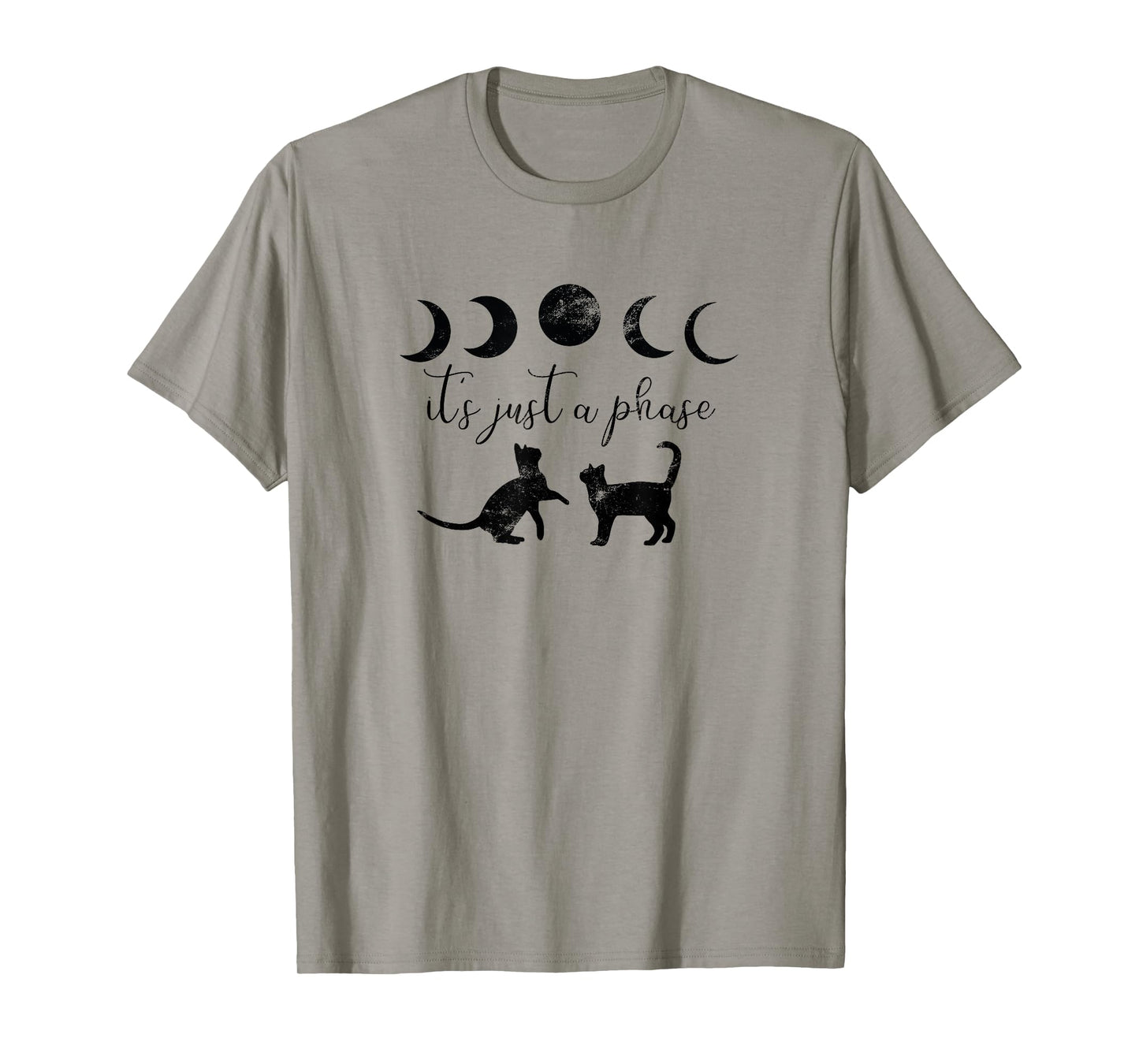 Cats Motif Funny Fun Retro Moon Quote Its just a phase T-Shirt