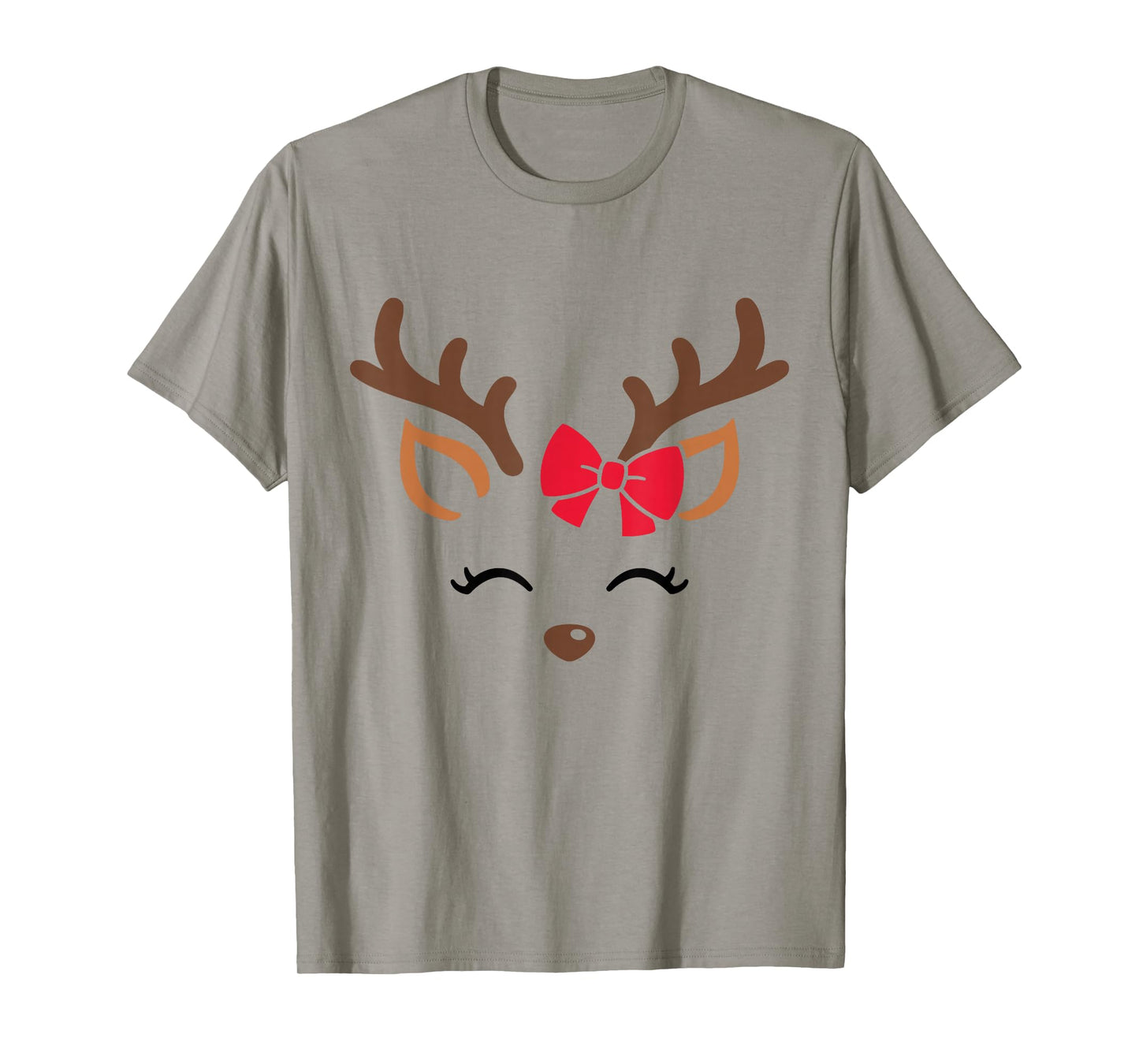 Reindeer Face Glasses Christmas Costume Xmas Pajama Girls T-Shirt