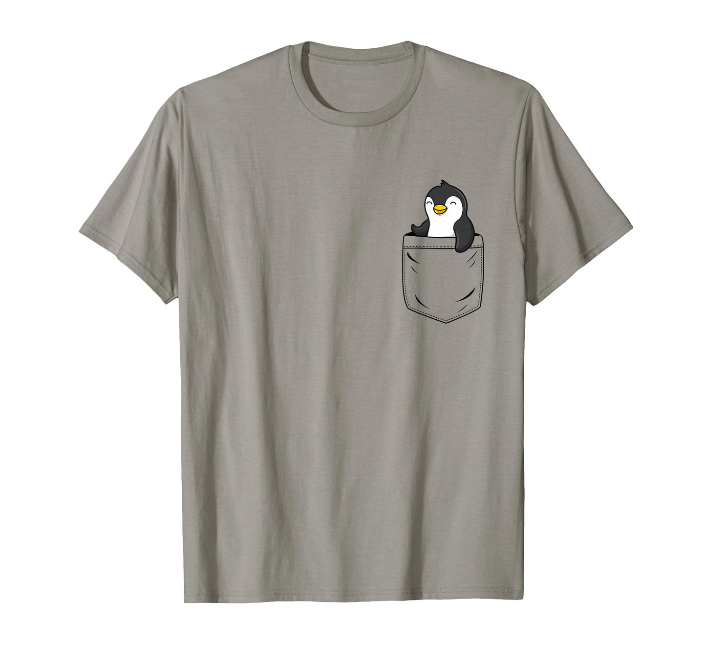 Penguin Lovers Cute Funny Penguin In Pocket T-Shirt, Small, Grey