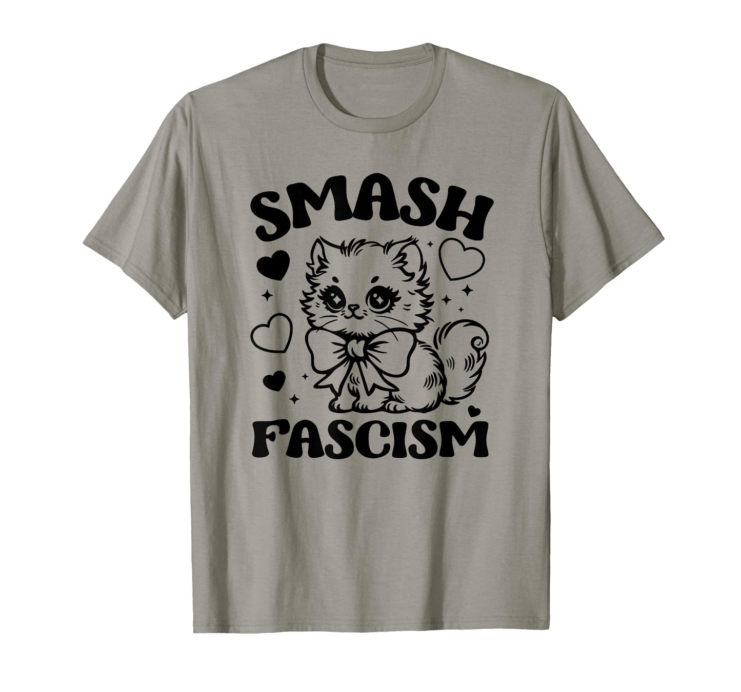 Smash Fascism, Funny Anti-Fascism Cat T-Shirt for Men Women