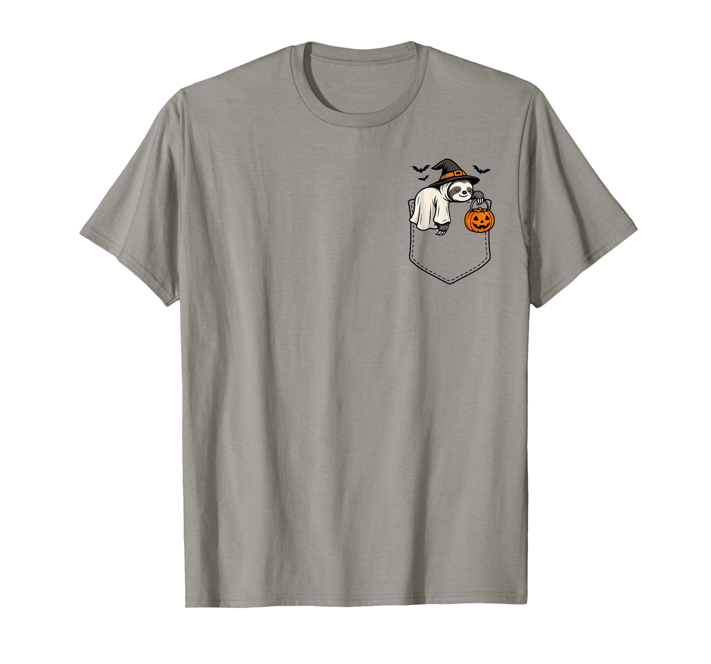 Halloween Ghost Lazy Animal Sleeping in A Pocket Sloth Day T-Shirt