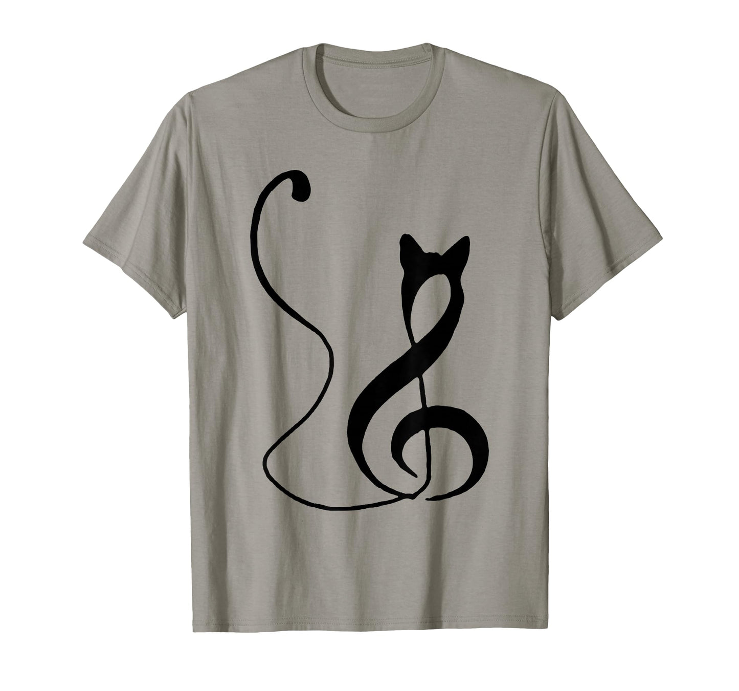 Music Note Inspired Cat Minimalist Music Lover Design T-Shirt
