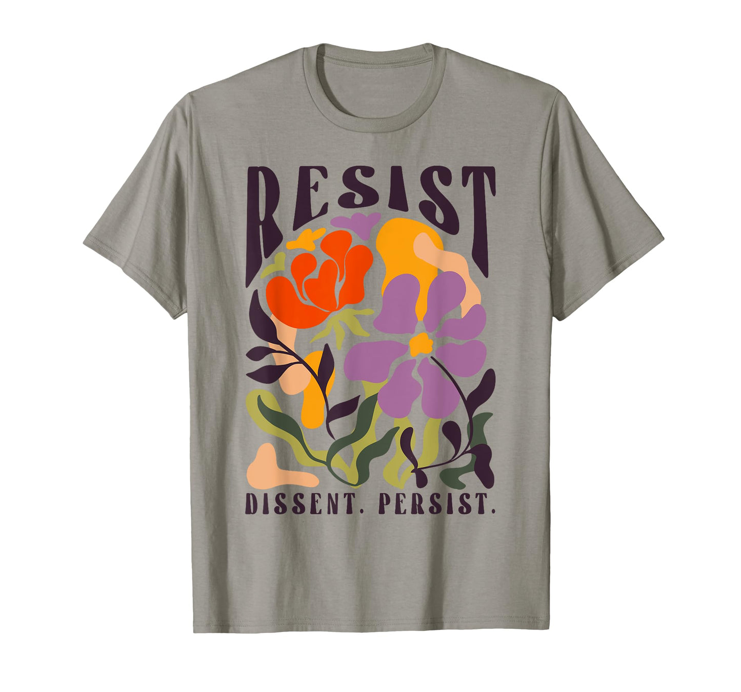 Vintage Resist Dissent Persist Floral Boho T-Shirt