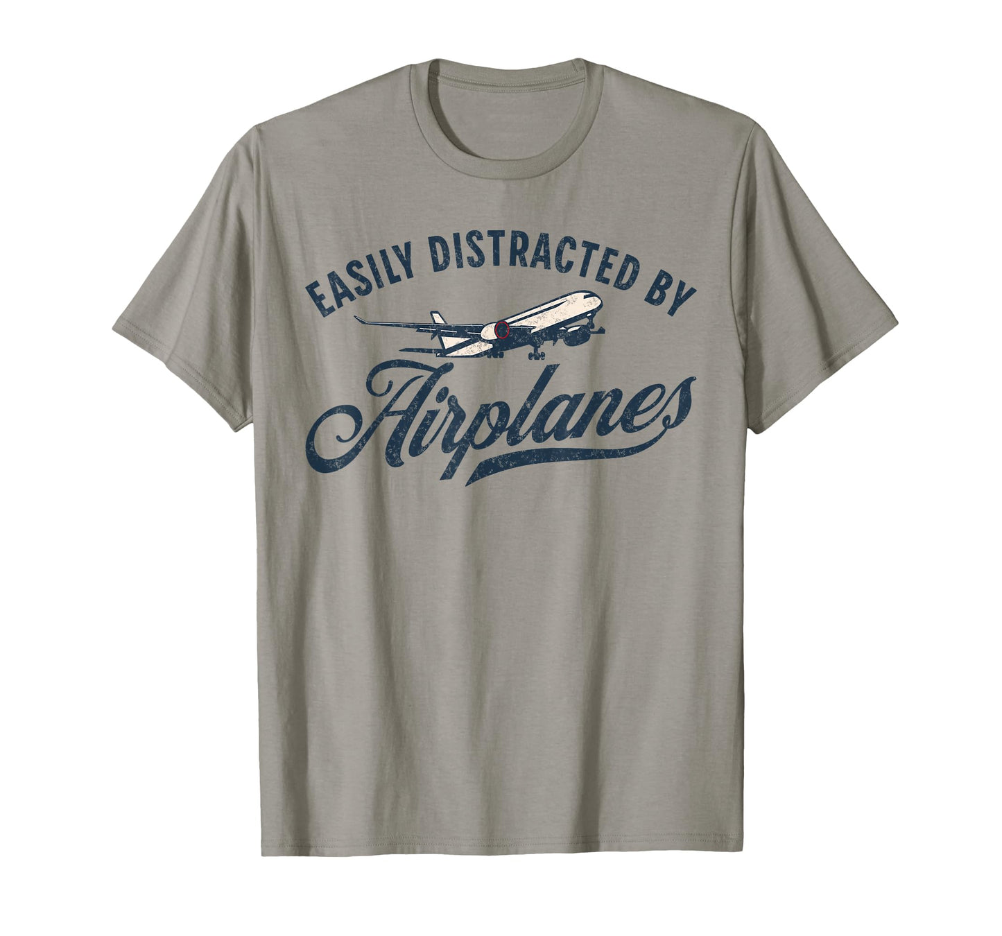 Funny Aviation Tees Easily Distracted By Airplanes Plane Lover Vintage Aviation T-Shirt