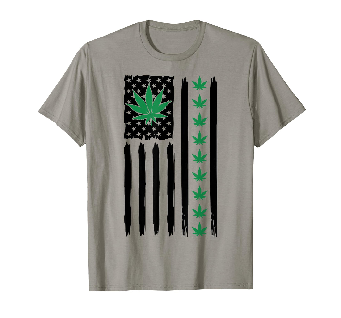 USA Flag Marijuana Leaf Funny US Pot Weed Hippie Marijuana T-Shirt