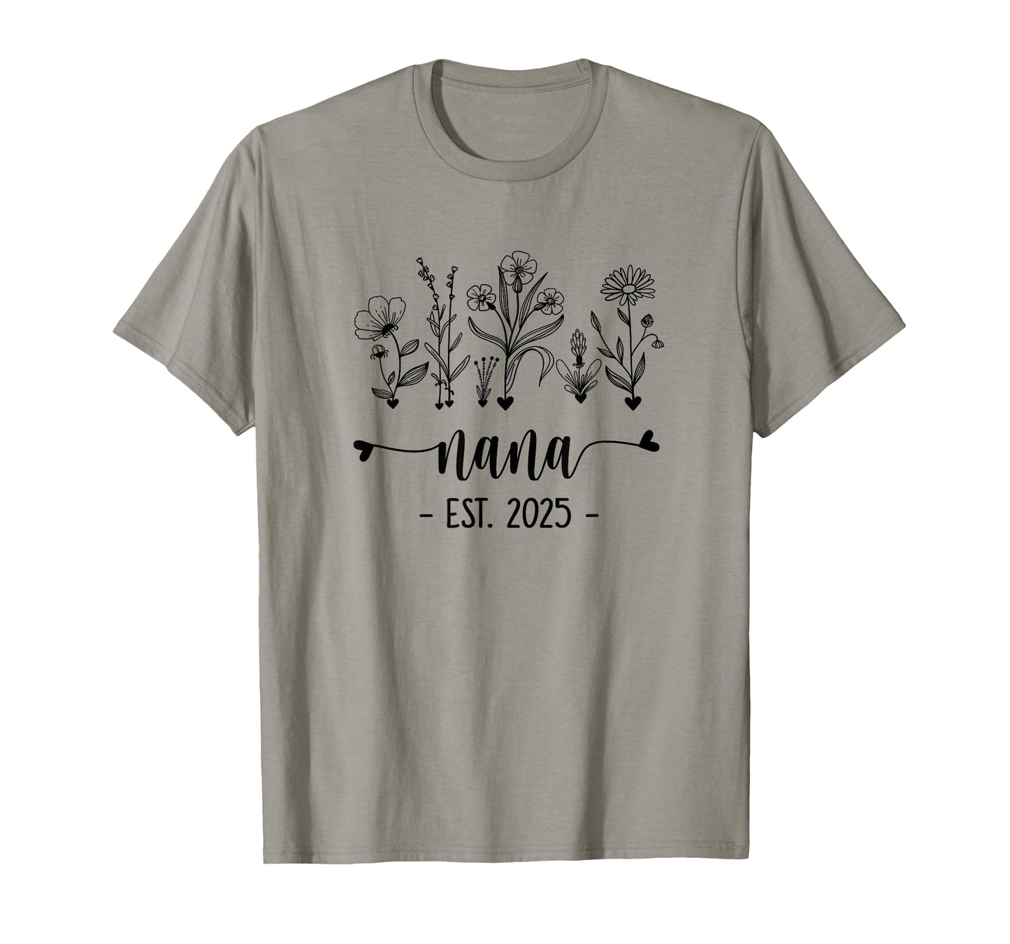 Promoted To Nana Est 2025 Pregnancy Announcement Flower T-Shirt