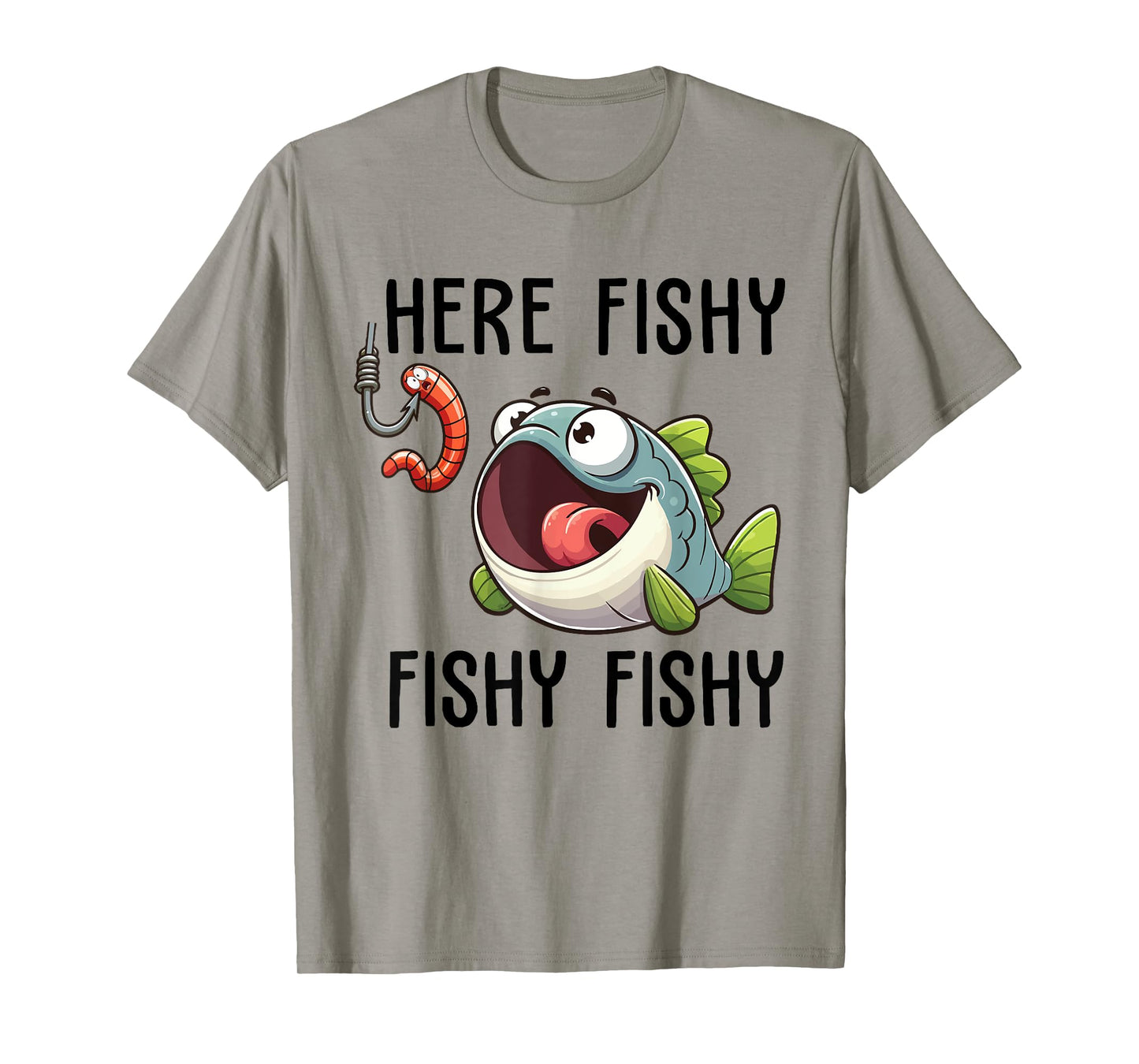 Here Fishy Fisherman Funny Fishing Lover Cute Fish Worm T-Shirt