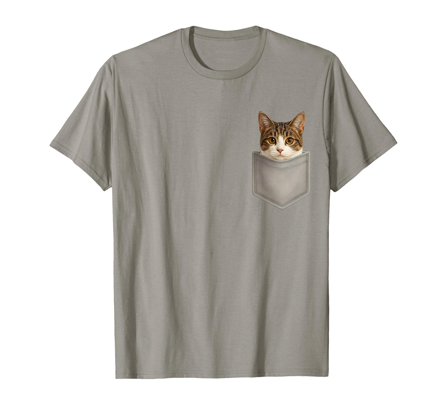 Domestic Shorthair Tabby Cat Peeking in Pocket Cat Lover T-Shirt