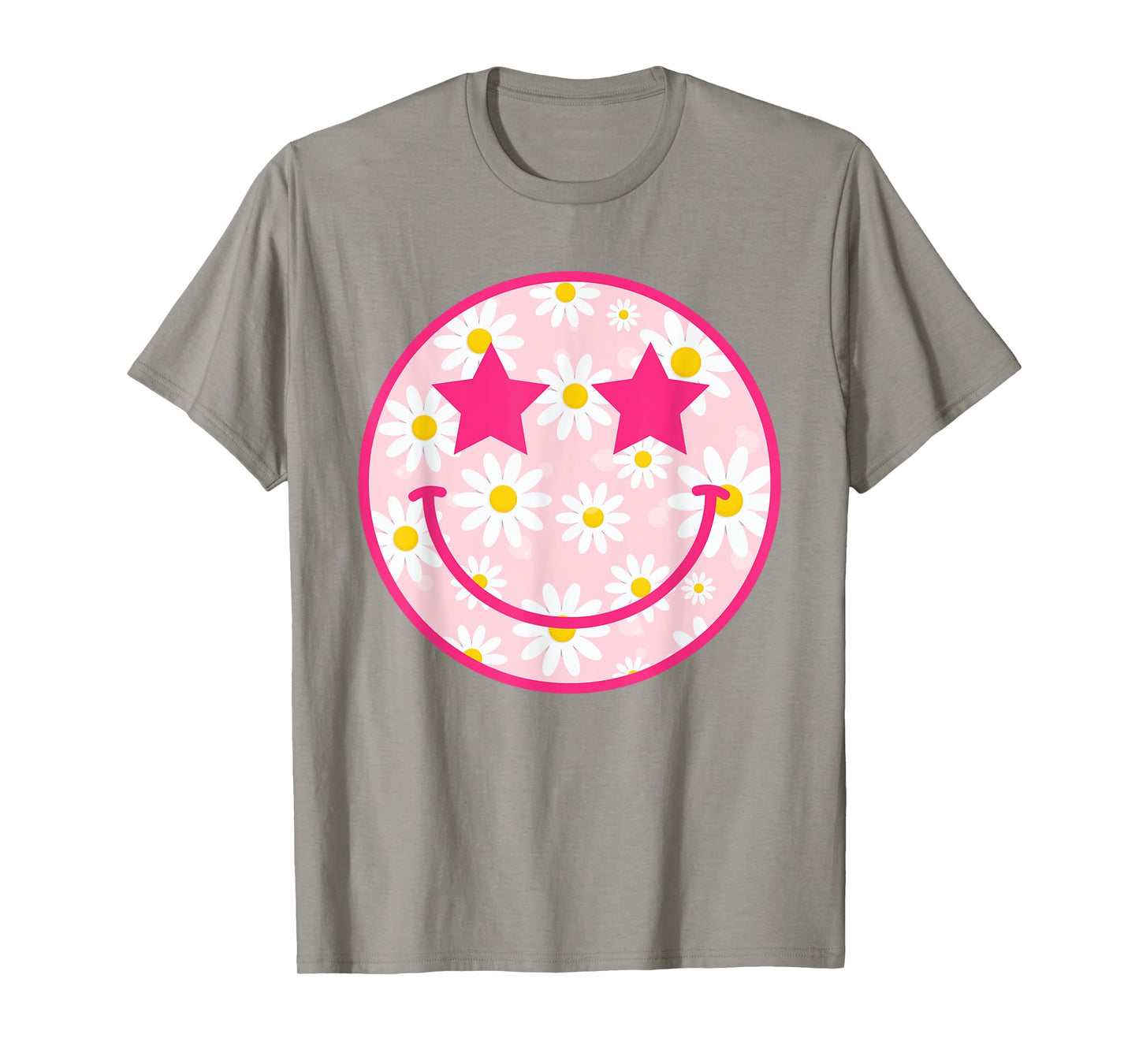 Happy Face Floral Shirt Preppy Aesthetic Smiling Face T-Shirt