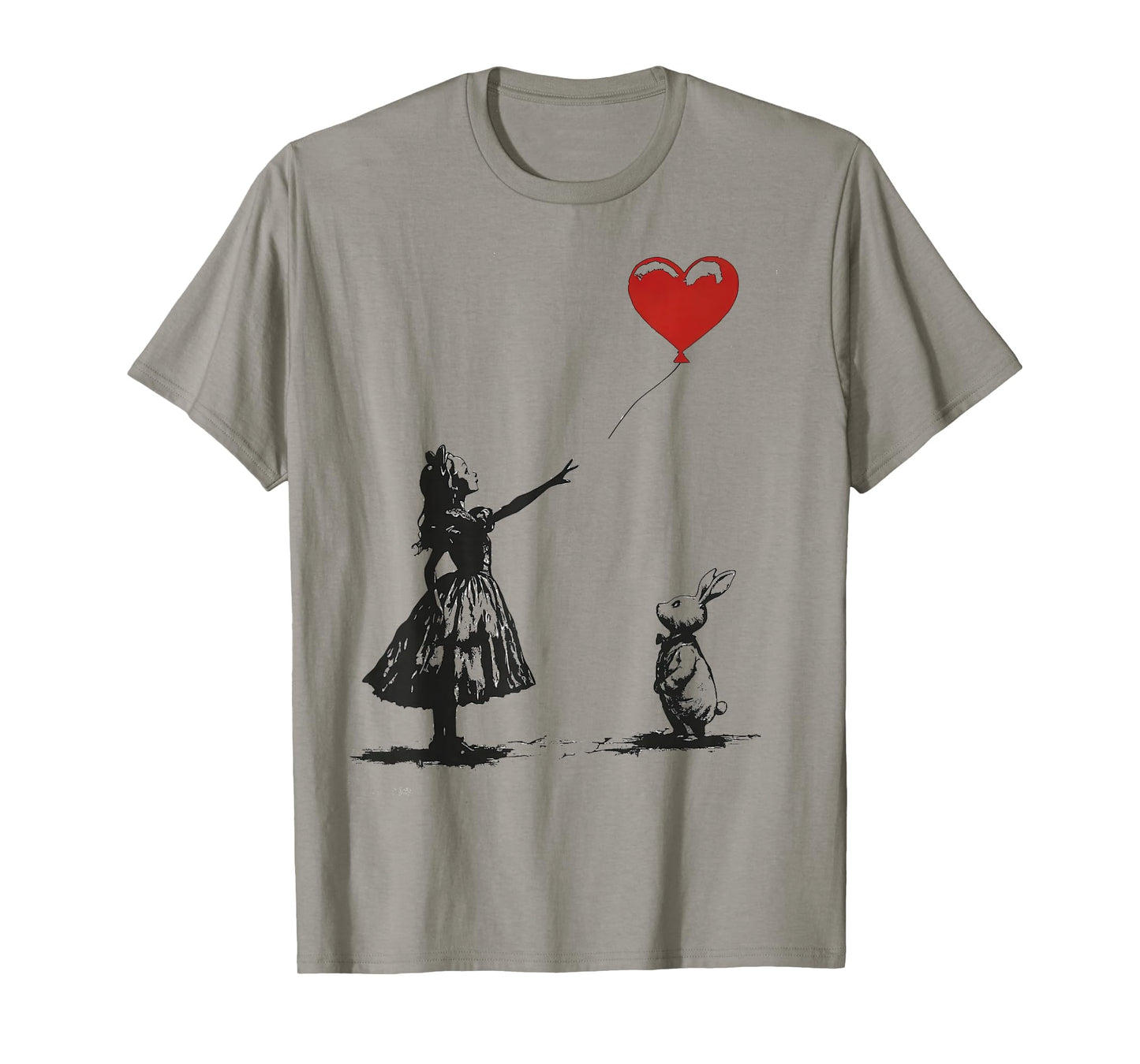 Alice in Wonderland with Balloon Rabbit Whimsical Fantasy T-Shirt
