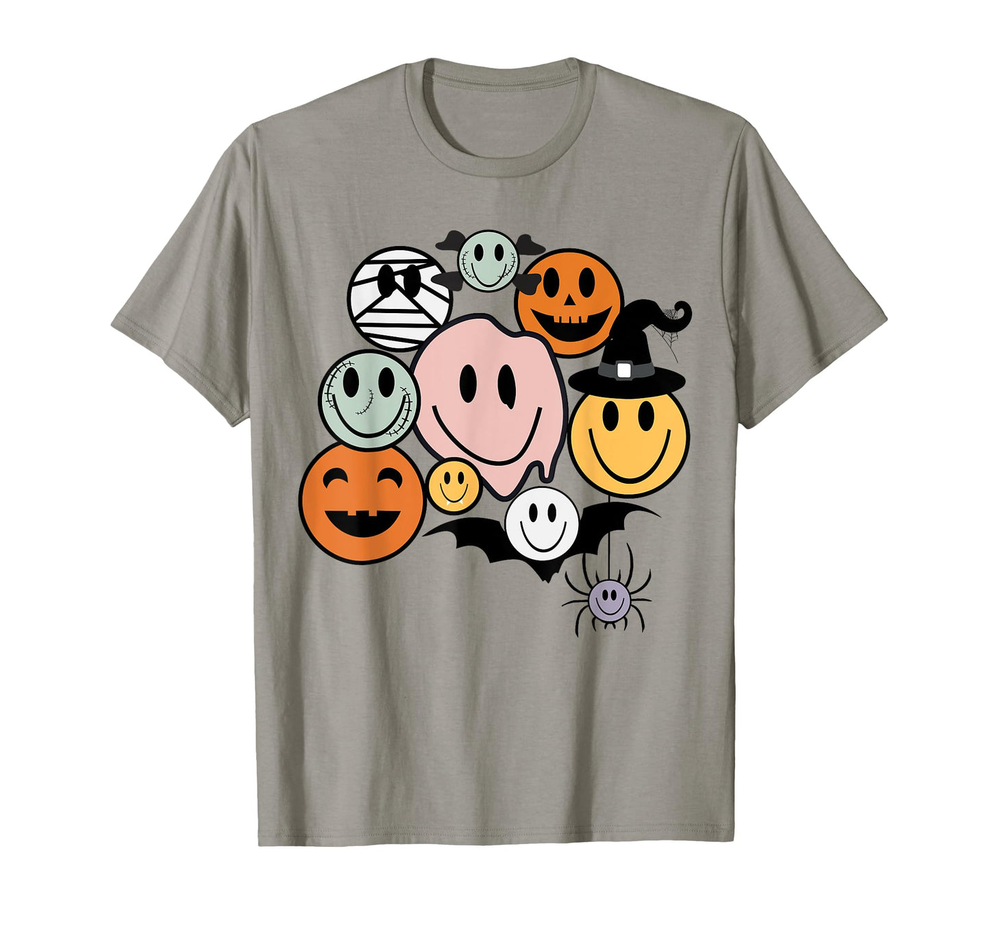 Funny Retro Halloween Smile Face Spooky Men Women Boy Girl T-Shirt