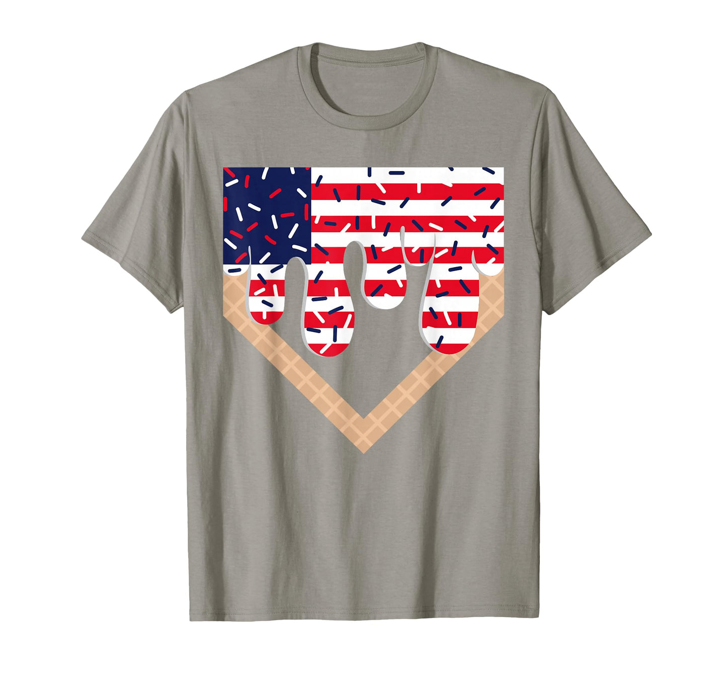 Baseball Drip Boy Ice Cream Patriotic American Flag 4th July T-Shirt