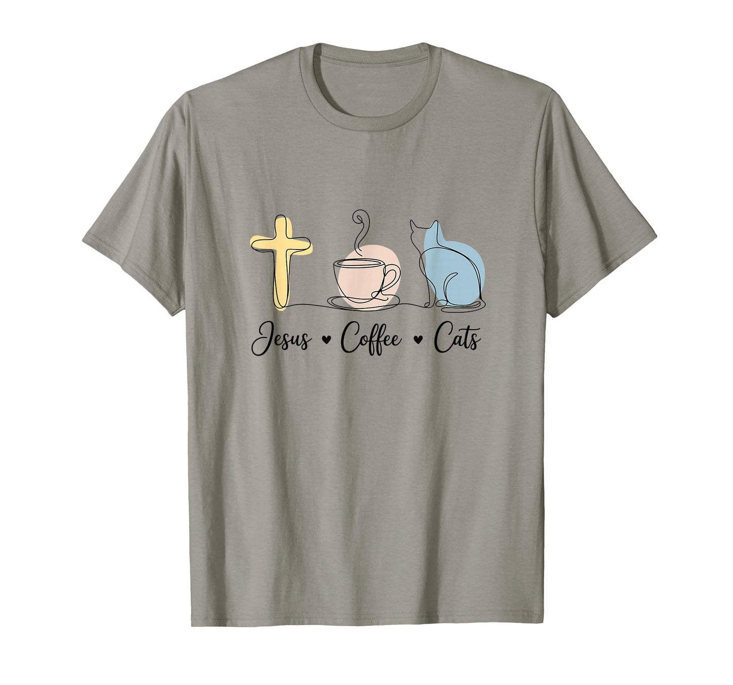 Jesus Coffee Cats Funny Cute Design Jesus Lovers Christian T-Shirt