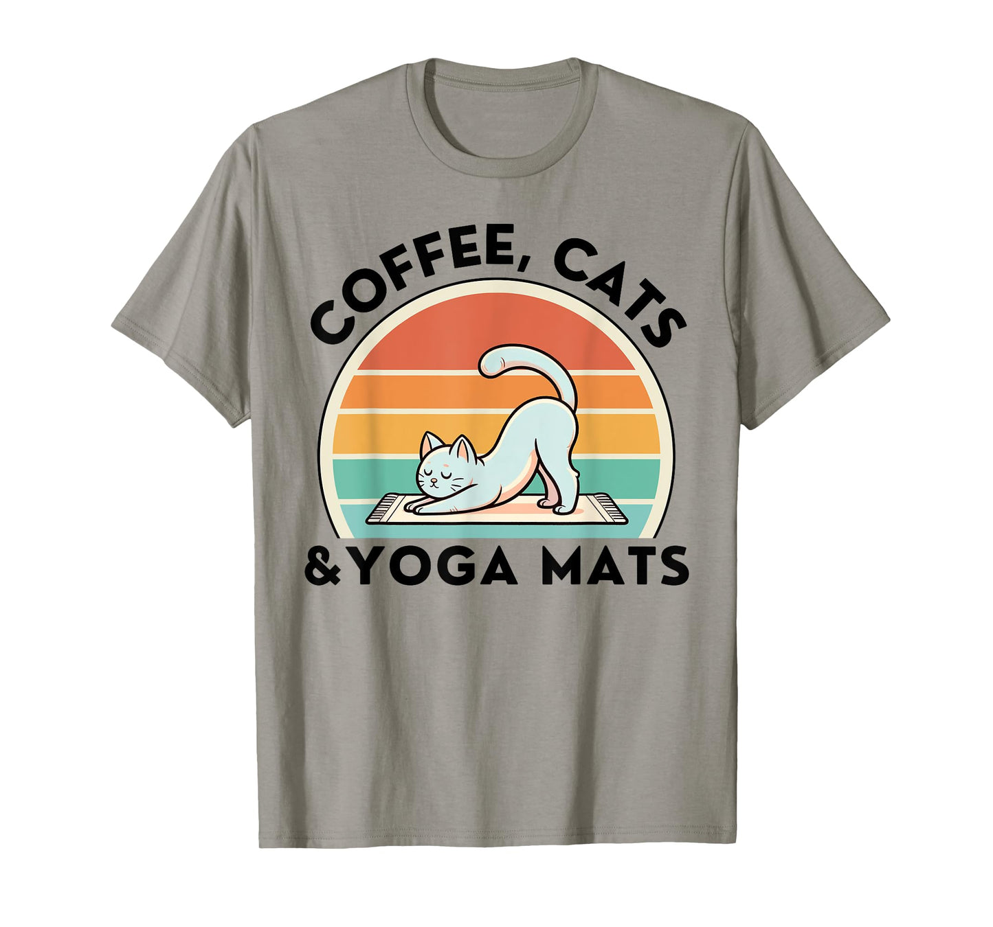 Coffee Cats And Yoga Mats Meditation Women Men T-Shirt