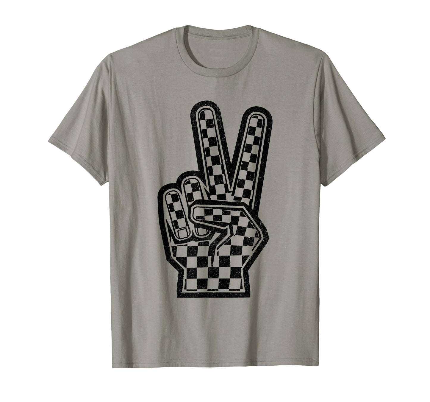 Checkered Peace Sign Shirt Vintage Racing Flag Kids Boy Girl T-Shirt