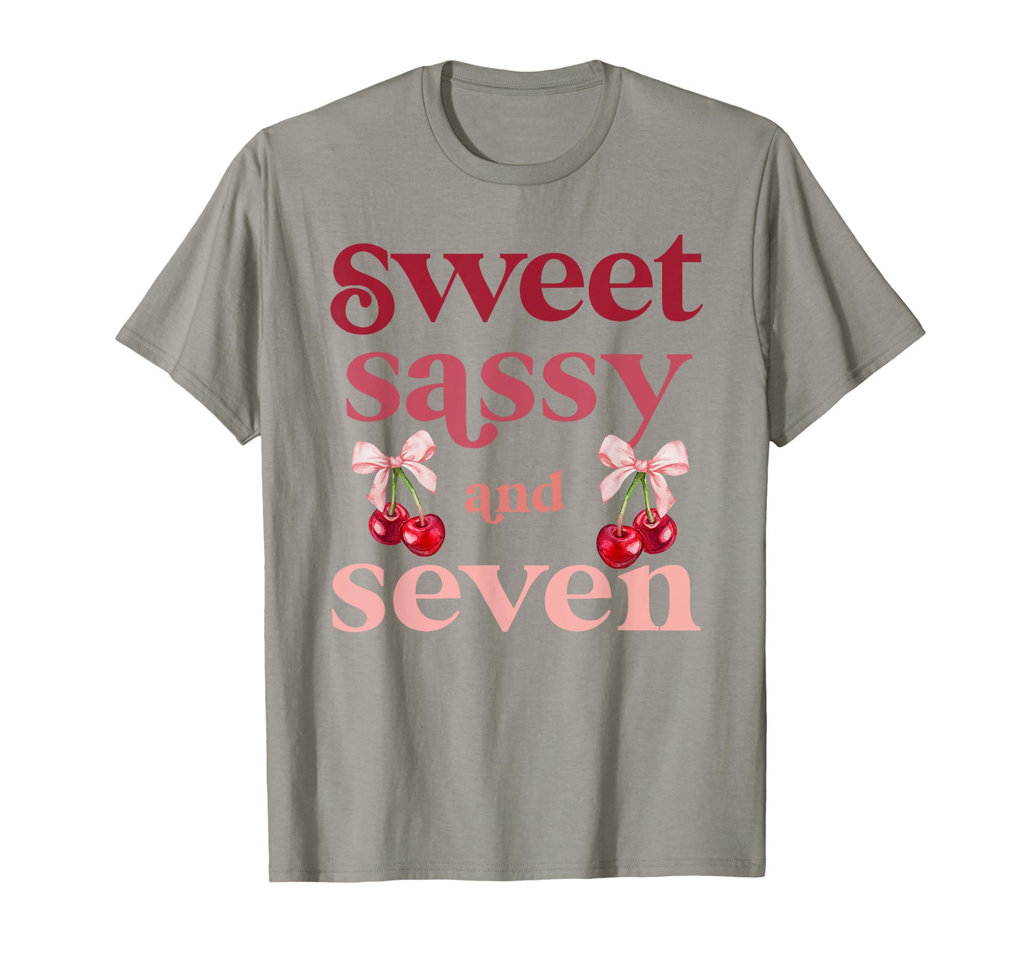 7th Birthday Girl Sweet Sassy And Seven 7 Years Old Cherry T-Shirt