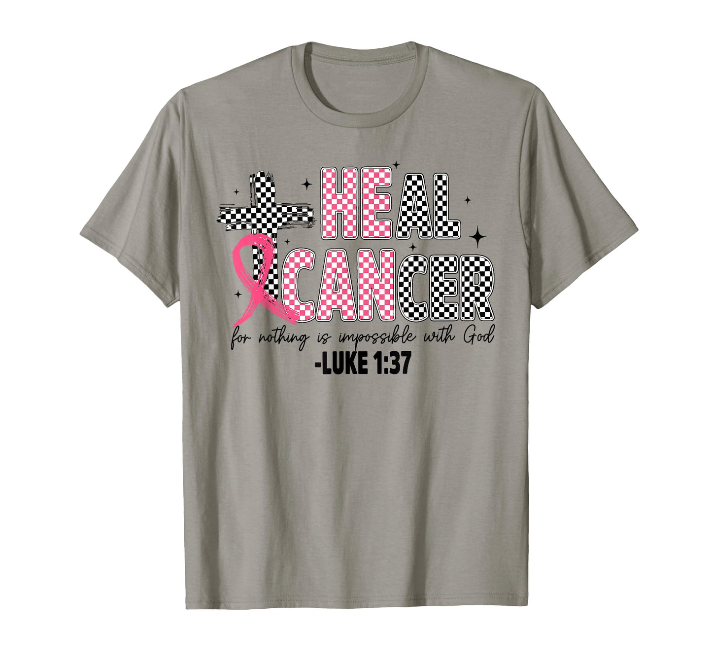 Heal Breast Cancer Coquette Christian God Faith Pink Ribbon T-Shirt