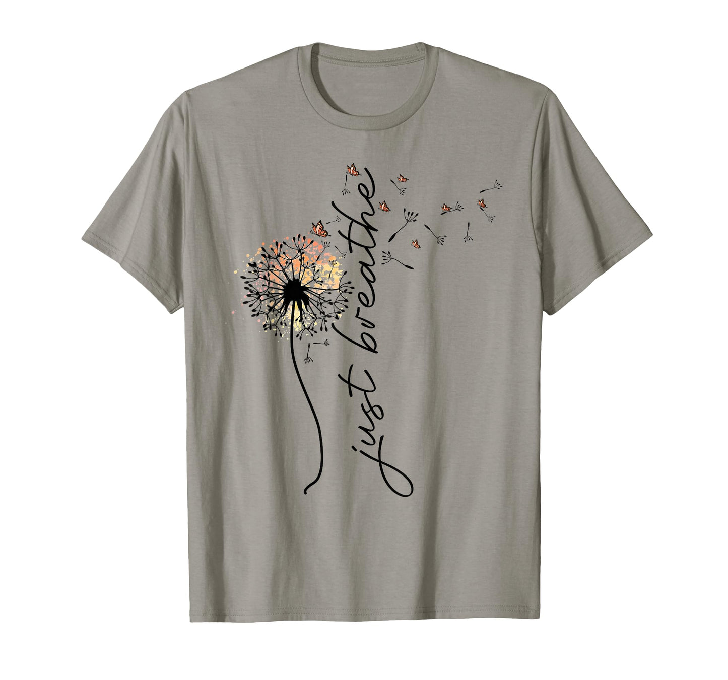 Just Breathe Tee Dandelion and Buterflies Womens Summer T-Shirt