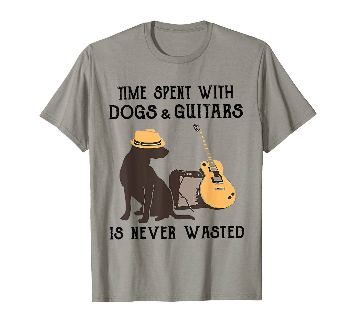 Time Spent With Dog And Guitars Is Never Wasted Saying T-Shirt for Men Women Girls Kids