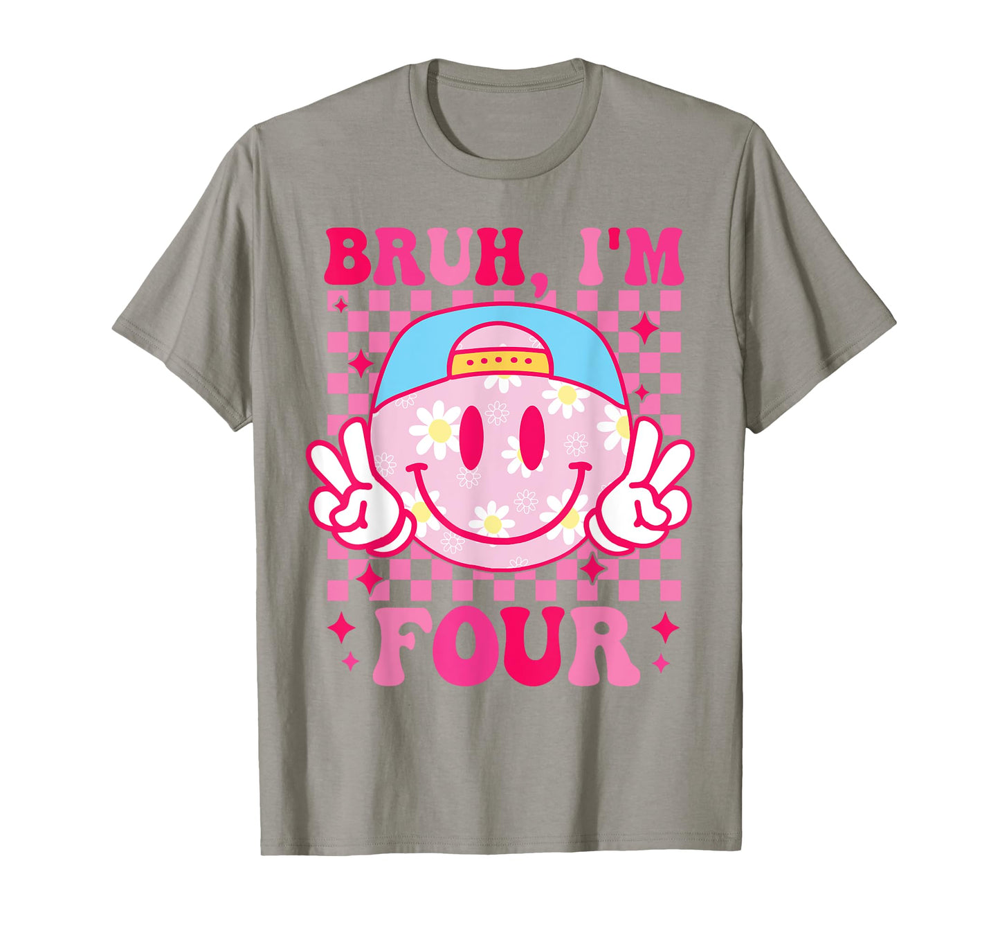 Bruh I'm Four 4 4th Birthday Groovy Girls 4 Years Old T-Shirt